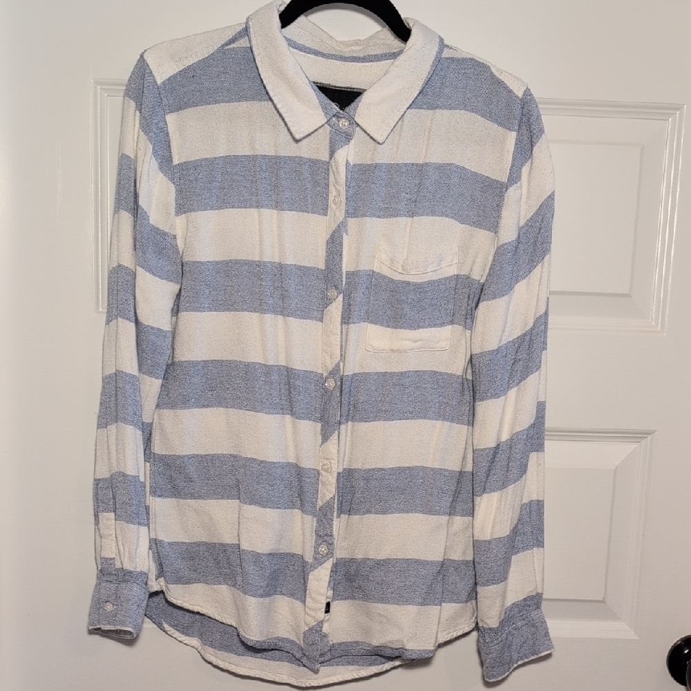Rails Blue and White Striped Button Shirt L
